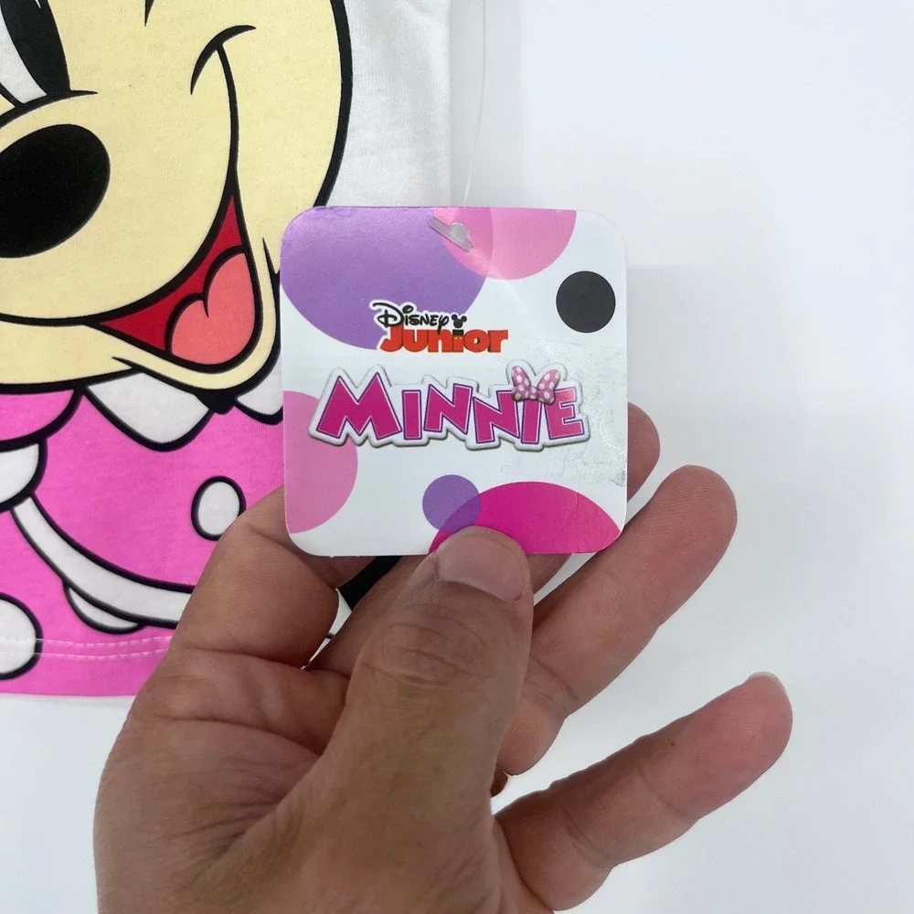 NWT Disney Junior‎ Minnie Mouse T-Shirt Kids 12M White Pink Polka Dot Graphic